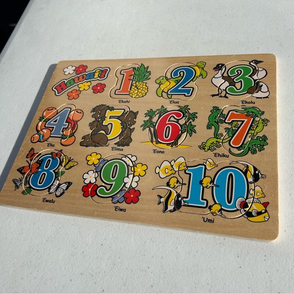Other - Hawaiian Numbers Wooden Puzzle 1–10 ʻŌlelo Hawaiʻi Learning Toy